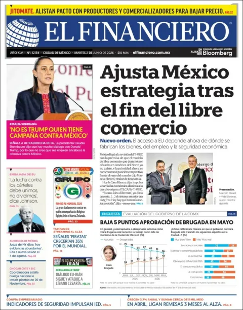 Portada de El Financiero del martes, 2 de junio de 2026