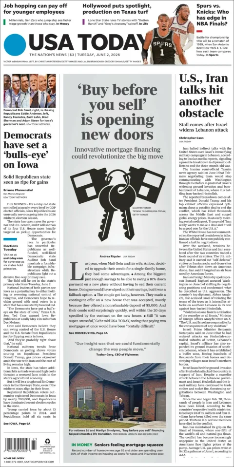 Portada de Usa Today