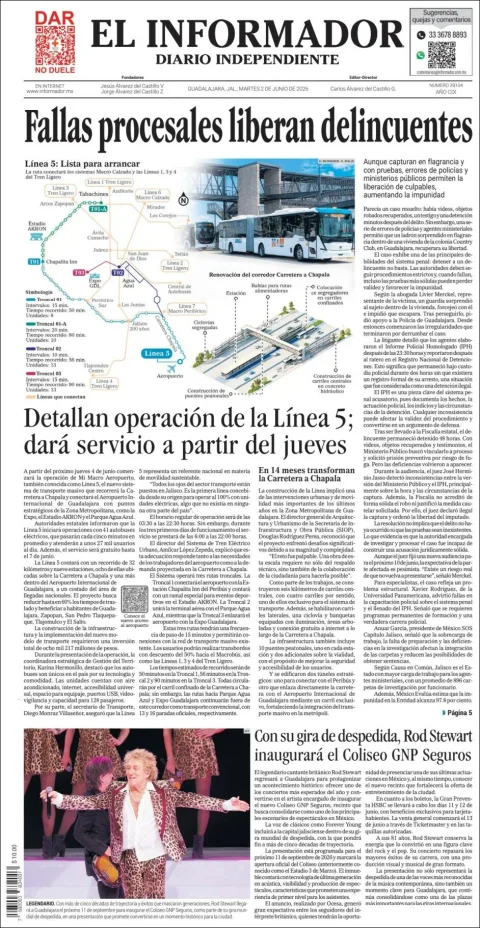 Portada de El Informador del martes, 2 de junio de 2026