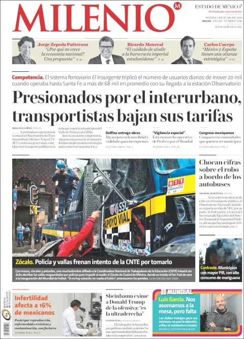 Portada de Milenio Edo de Mexico del martes, 2 de junio de 2026