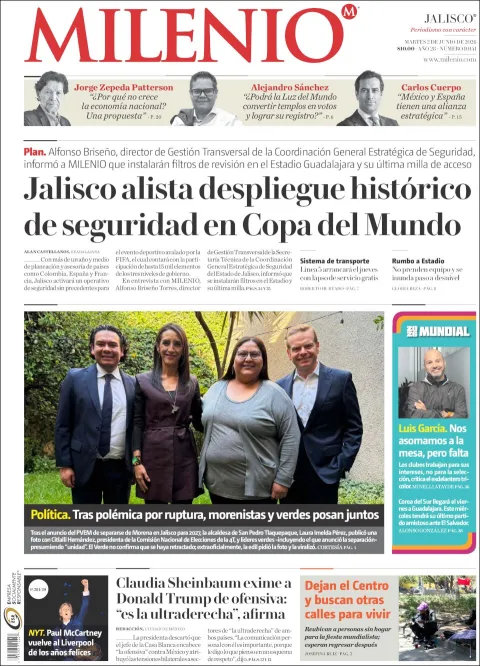 Portada de Milenio Jalisco del martes, 2 de junio de 2026
