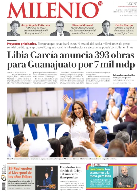 Portada de Milenio Leon del martes, 2 de junio de 2026
