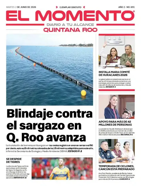 Portada de El Momento Quintana Roo del martes, 2 de junio de 2026