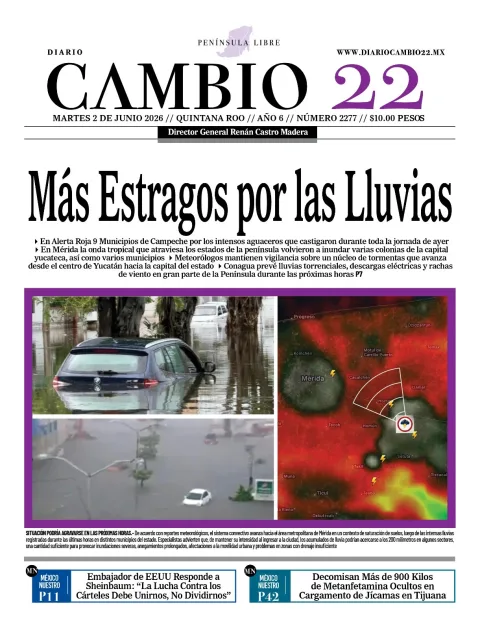 Portada de Diario Cambio 22 (contraportada) del martes, 2 de junio de 2026