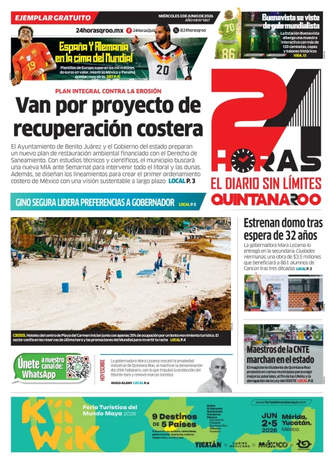 Portada de 24 Horas Quintana Roo