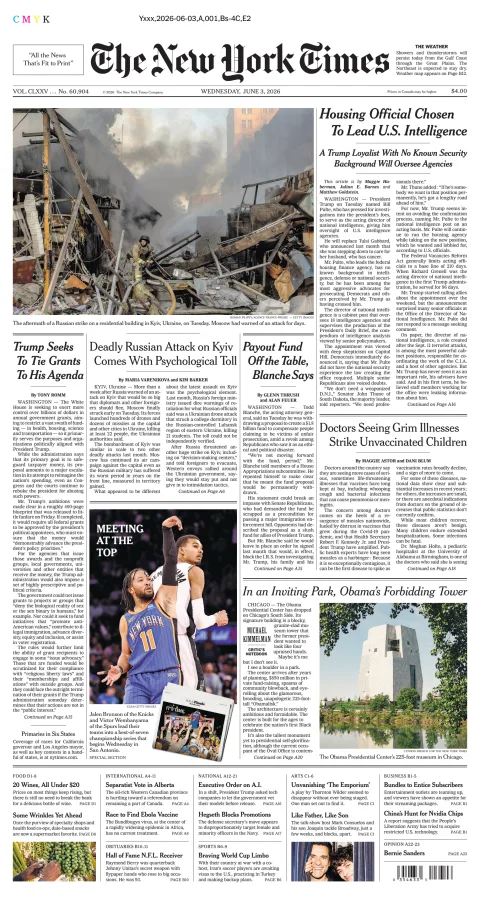 Portada de The New York Times (national) del miércoles, 3 de junio de 2026