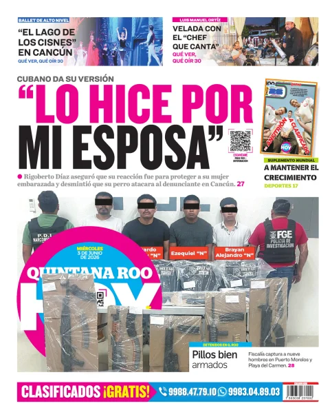 Portada de Quintana Roo Hoy (contraportada)