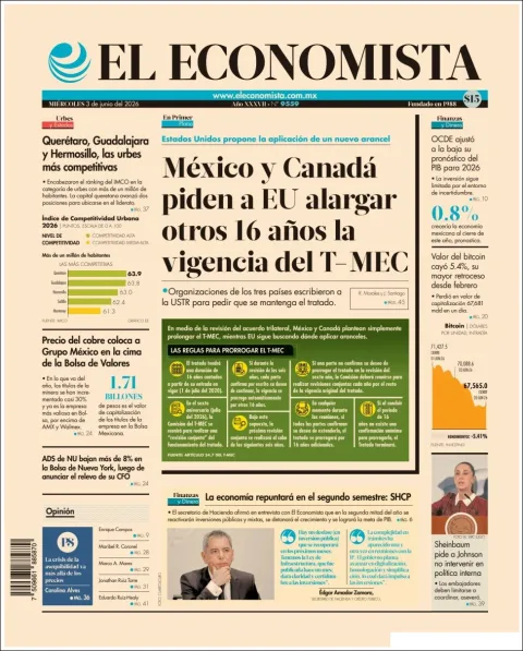 Portada de El Economista del miércoles, 3 de junio de 2026
