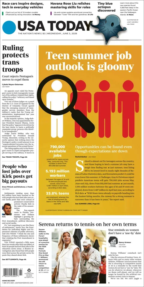 Portada de Usa Today
