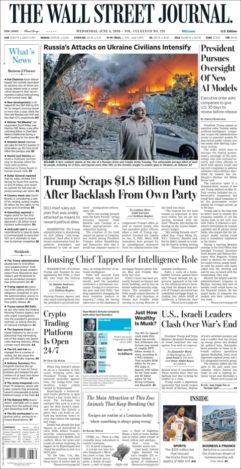 Portada de The Wall Street Journal