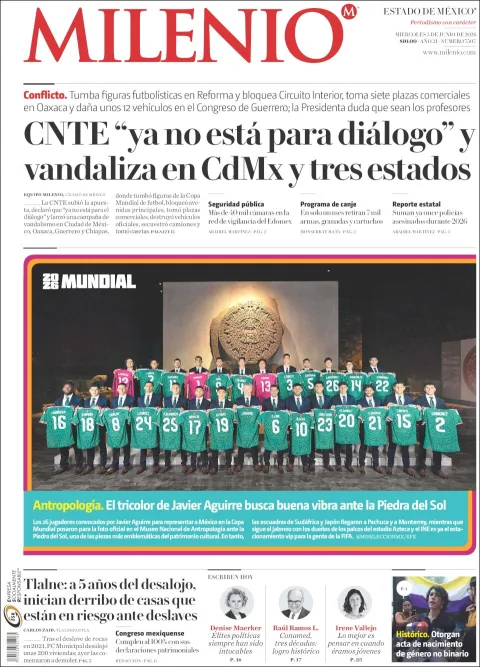 Portada de Milenio Edo de Mexico del miércoles, 3 de junio de 2026