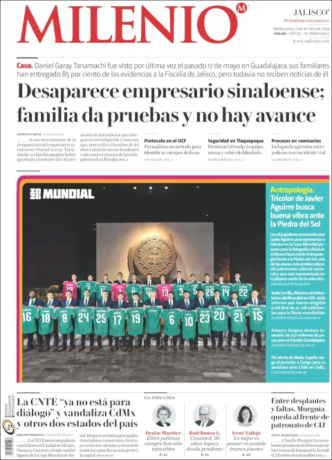 Portada de Milenio Jalisco del miércoles, 3 de junio de 2026