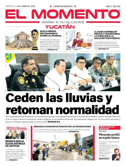 Portada de El Momento Yucatan del miércoles, 3 de junio de 2026