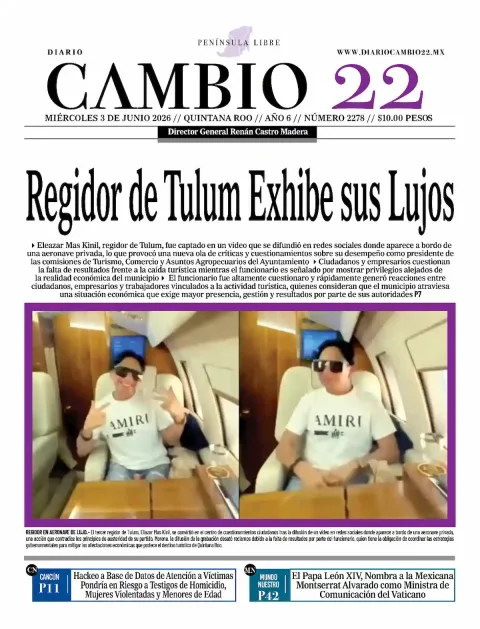 Portada de Diario Cambio 22 (contraportada) del miércoles, 3 de junio de 2026