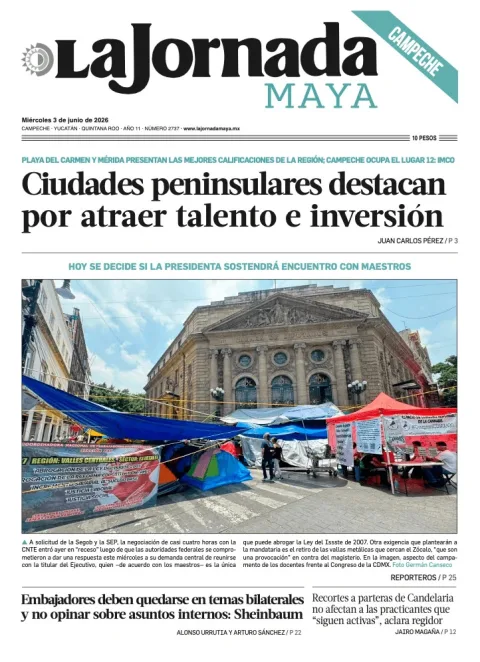 Portada de La Jornada Maya Campeche del miércoles, 3 de junio de 2026