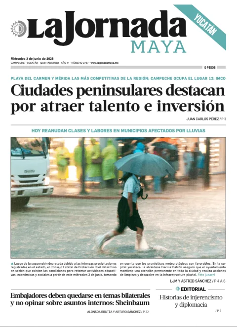 Portada de La Jornada Maya Yucatán del miércoles, 3 de junio de 2026