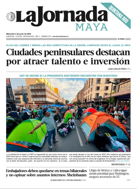Portada de La Jornada Maya Quintana Roo del miércoles, 3 de junio de 2026