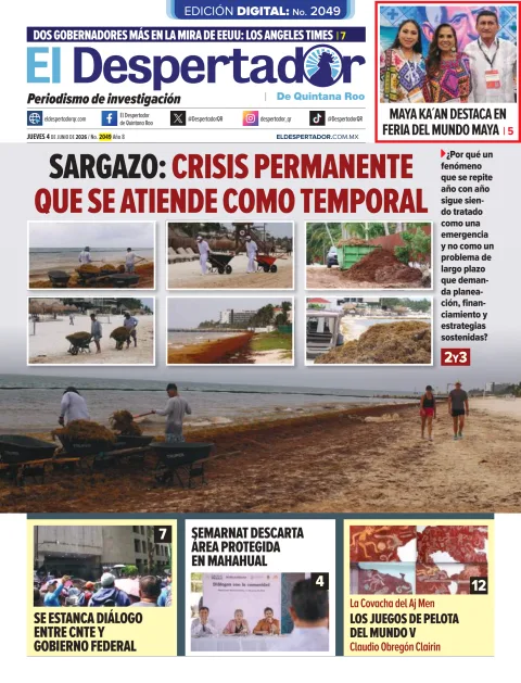 Portada de El Despertador de Quintana Roo del jueves, 4 de junio de 2026