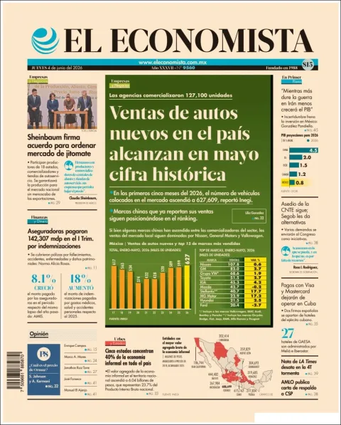 Portada de El Economista del jueves, 4 de junio de 2026