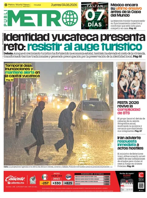 Portada de Publimetro Merida del jueves, 4 de junio de 2026