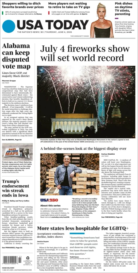 Portada de Usa Today