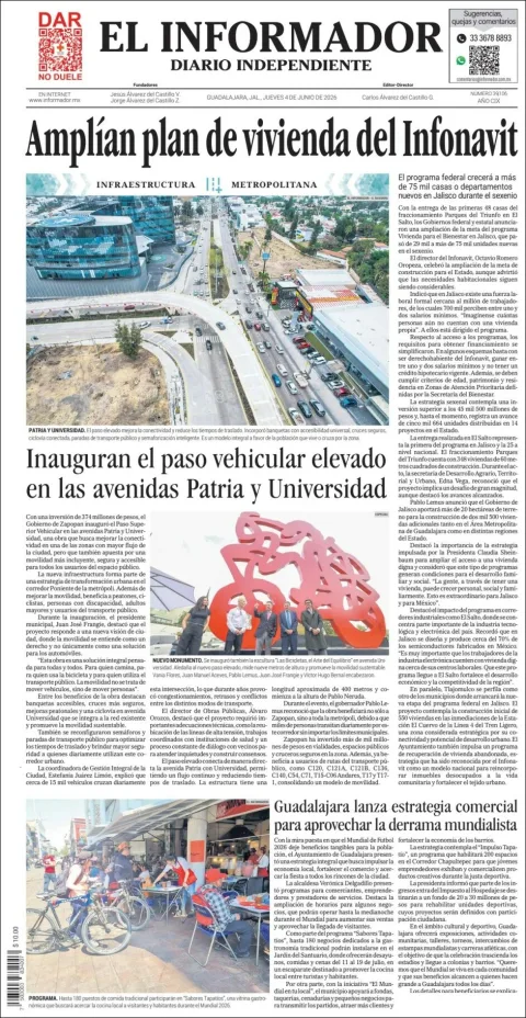 Portada de El Informador del jueves, 4 de junio de 2026