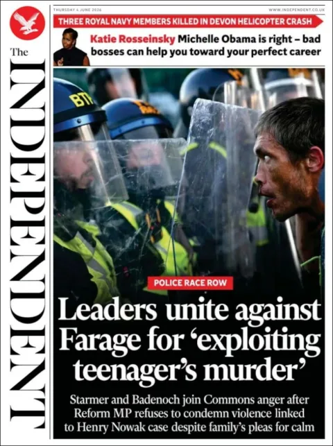 Portada de The Independent del jueves, 4 de junio de 2026