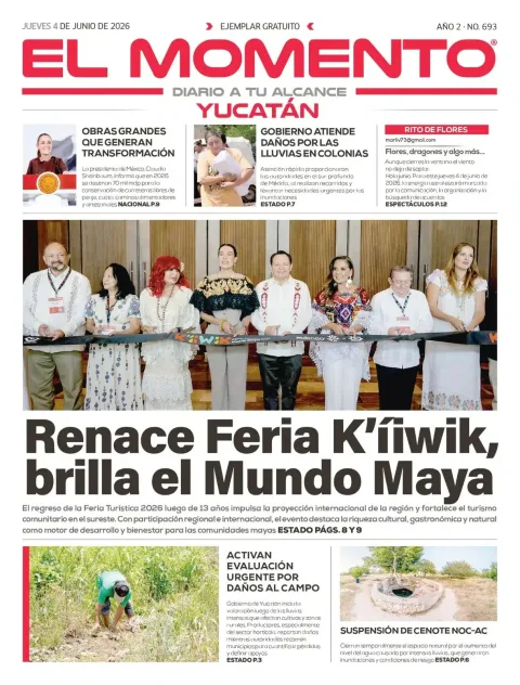 Portada de El Momento Yucatan del jueves, 4 de junio de 2026