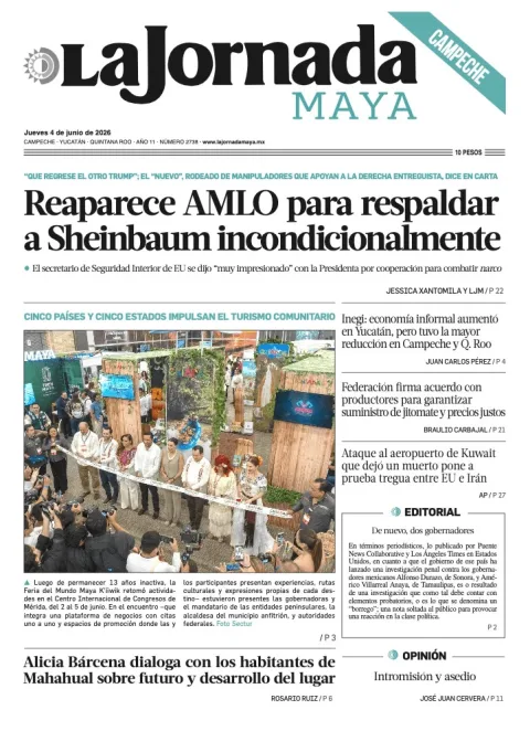 Portada de La Jornada Maya Campeche del jueves, 4 de junio de 2026