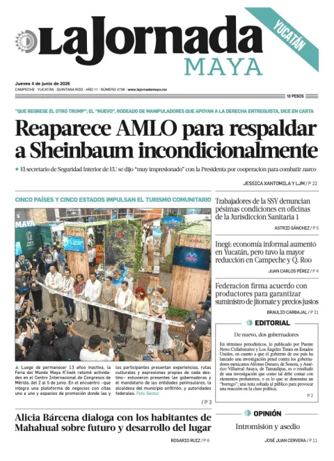 Portada de La Jornada Maya Yucatán del jueves, 4 de junio de 2026