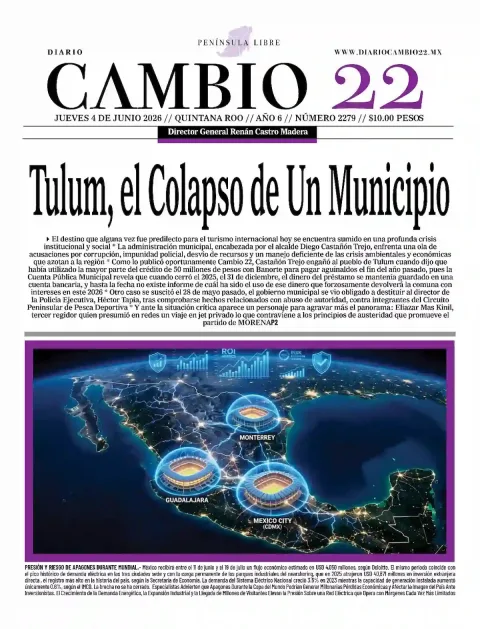 Portada de Diario Cambio 22 (portada) del jueves, 4 de junio de 2026