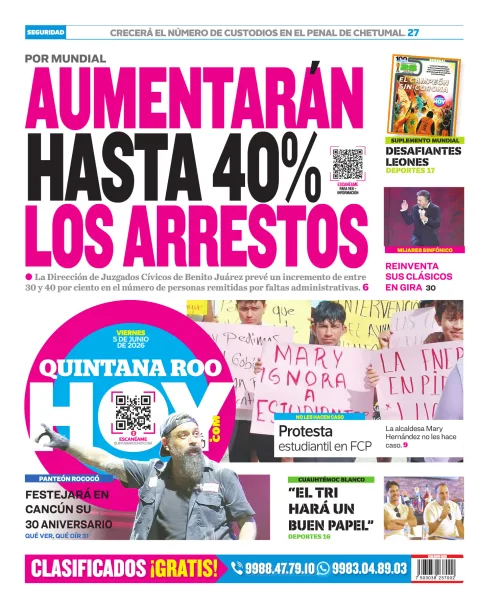 Portada de Quintana Roo Hoy (contraportada)