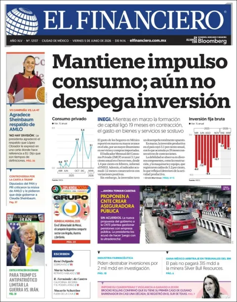 Portada de El Financiero del viernes, 5 de junio de 2026