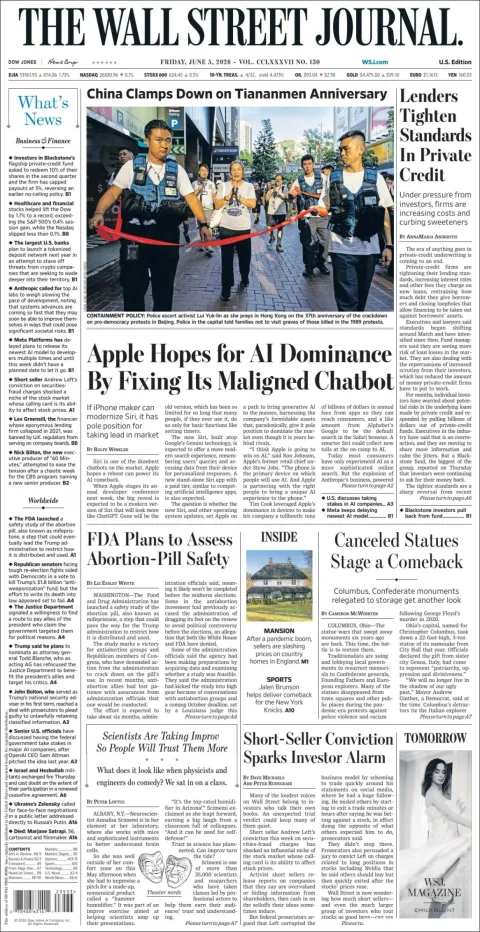 Portada de The Wall Street Journal