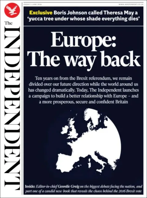 Portada de The Independent del viernes, 5 de junio de 2026