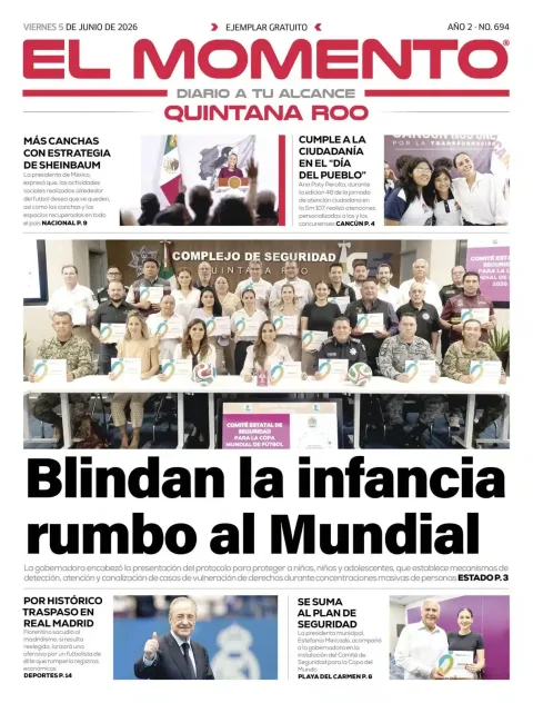 Portada de El Momento Quintana Roo del viernes, 5 de junio de 2026