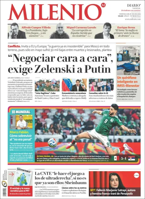 Portada de Milenio del viernes, 5 de junio de 2026