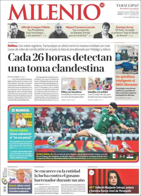 Portada de Milenio Tamaulipas del viernes, 5 de junio de 2026