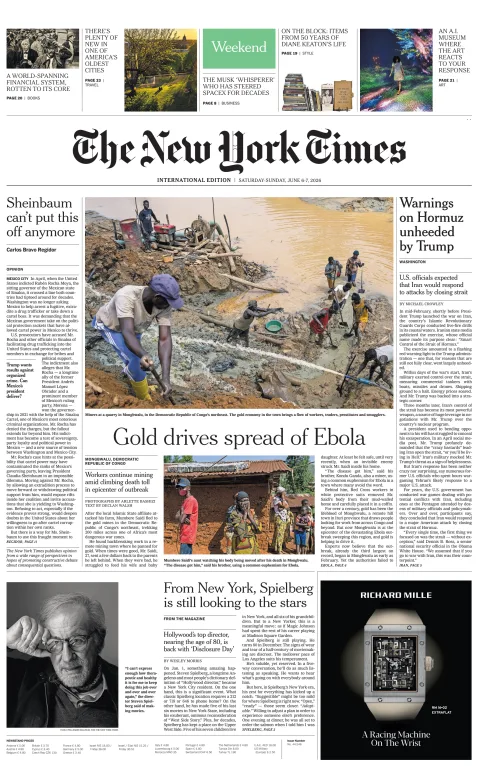 Portada de The New York Times (international) del sábado, 6 de junio de 2026