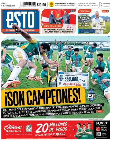 Portada de Esto del sábado, 6 de junio de 2026