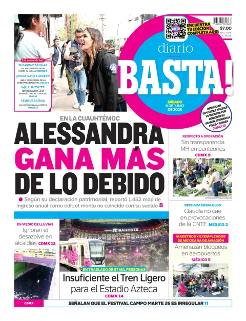 Portada de Basta! (portada) del sábado, 6 de junio de 2026