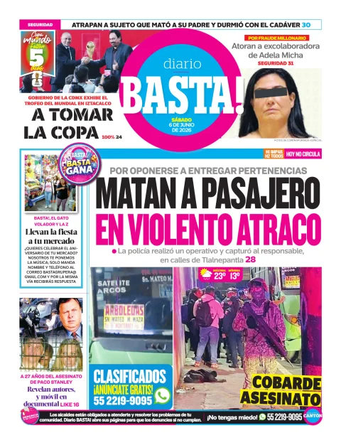 Portada de Basta! (contraportada) del sábado, 6 de junio de 2026
