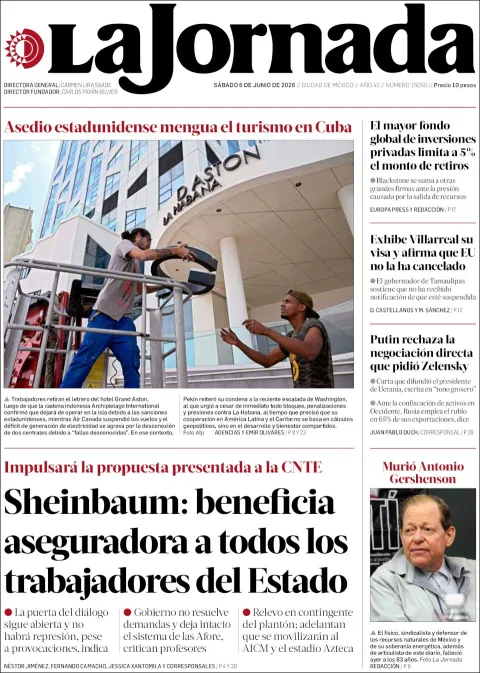 Portada de La Jornada del sábado, 6 de junio de 2026