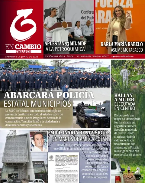 Portada de En Cambio - Tabasco (portada) del sábado, 6 de junio de 2026