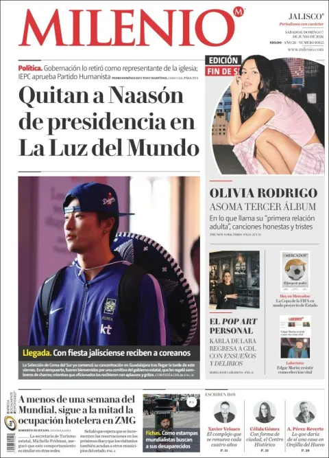 Portada de Milenio Jalisco del sábado, 6 de junio de 2026
