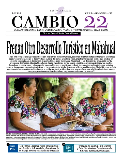 Portada de Diario Cambio 22 (portada) del sábado, 6 de junio de 2026