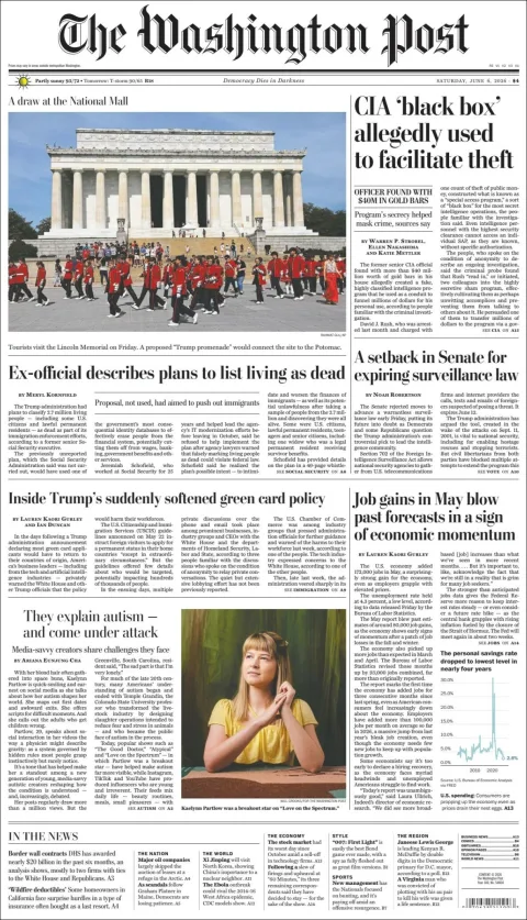 Portada de The Washington Post del sábado, 6 de junio de 2026