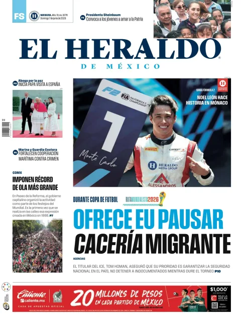 Portada de El Heraldo de Mexico del domingo, 7 de junio de 2026