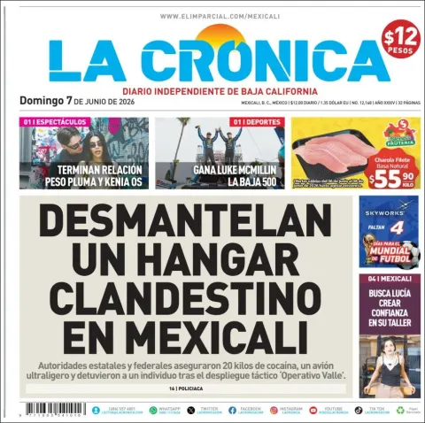 Portada de La Cronica del domingo, 7 de junio de 2026