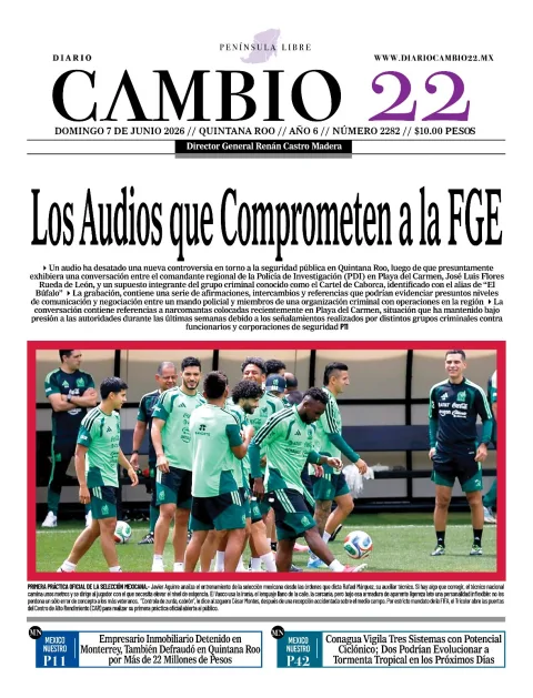 Portada de Diario Cambio 22 (contraportada) del domingo, 7 de junio de 2026